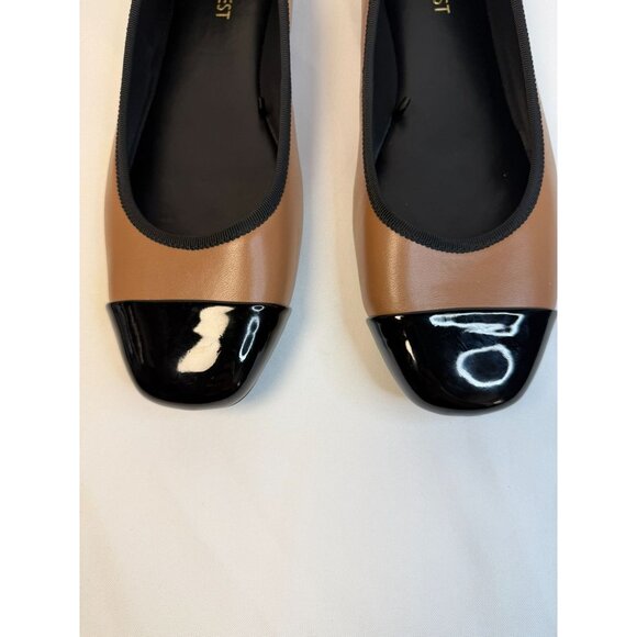 Nine West Ollin Womens Size 9M Tan Black Patent CapToe Ballet Flat Shoes - Picture 4 of 12